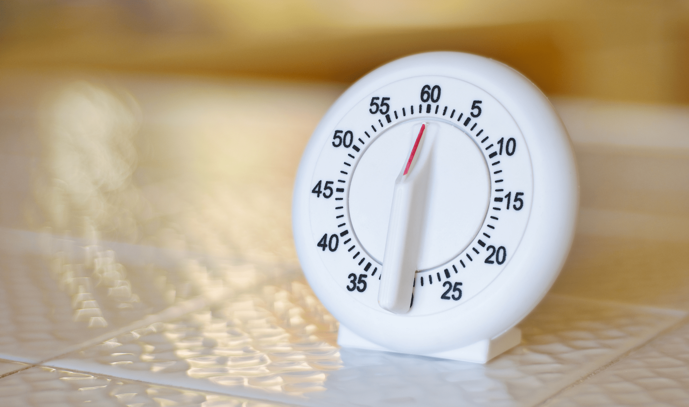 A kitchen timer on a counter.
